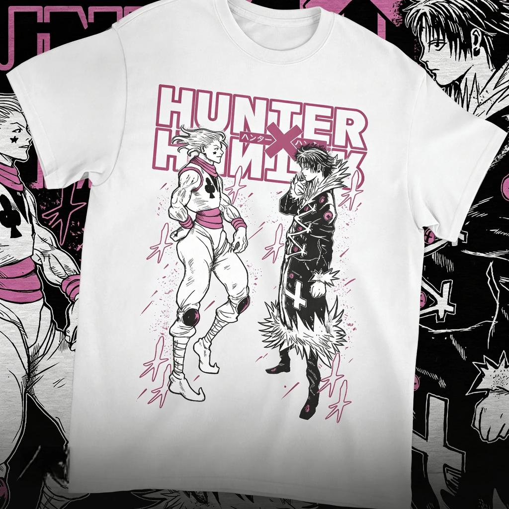 Hunter x Hunter Hisoka & Chrollo Phantom Troupe Duo Graphic Oversized Anime Streetwear Unisex Black T-Shirt