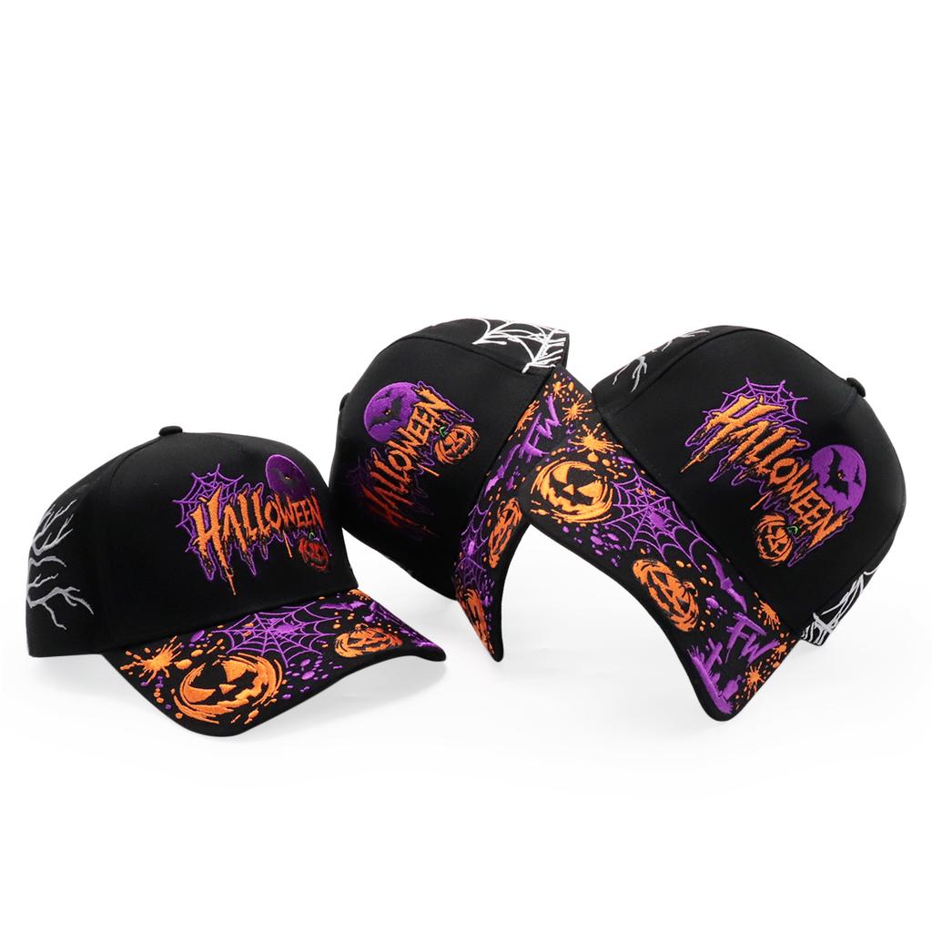 Custom Halloween Embroidered Baseball Cap Curved Brim Hat for Seasonal Retail Gifts