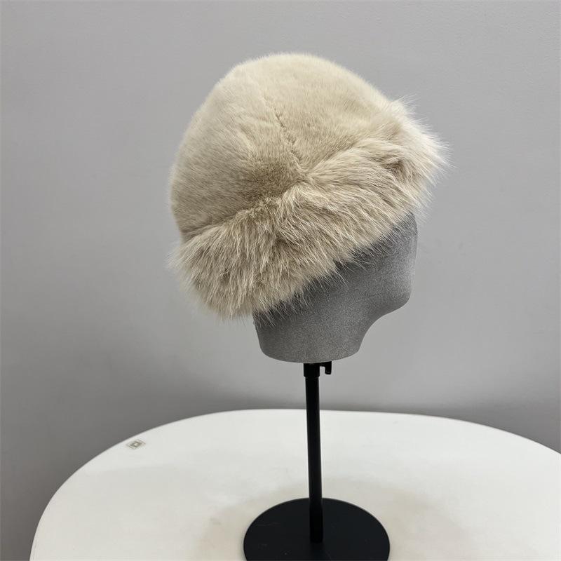 Winter warm hat women's imitation fur long rabbit fur dome fashion ear protection cold pullover hat northern wind and snow hat