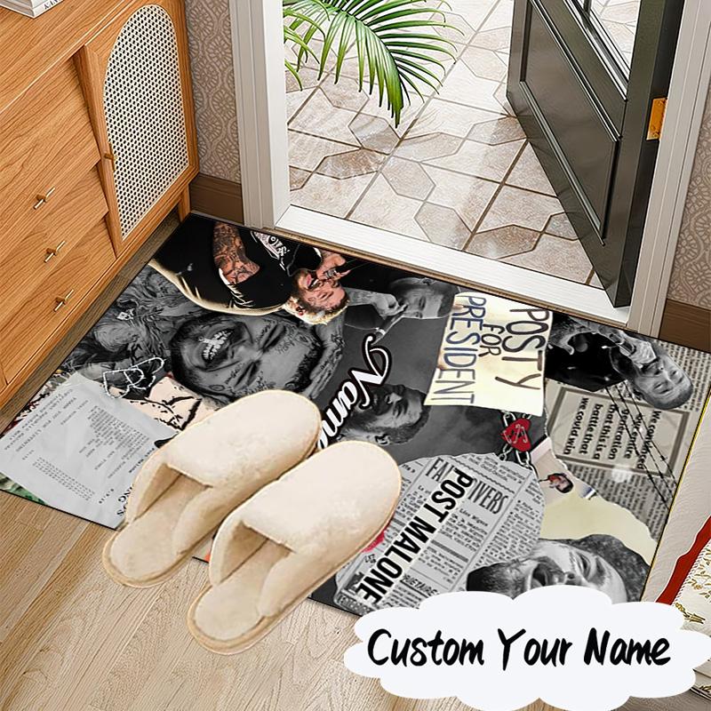 Custom Name Post Malone Artwork Rug for Living Room, Game Rooms, Office, Bedroom, Floor Mat Playful Design, Fan Gifts Christmas Decor