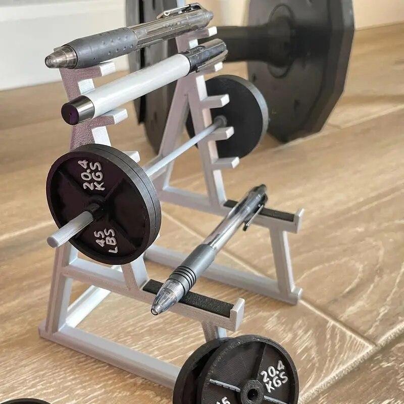 Lustiger Langhantel-Design-Squat-Rack-Stiftständer-Halter, kreative Geschenke für Fitness-Gewichtheber-Enthusiasten, Büro-Schreibtisch-Ornament-Dekor