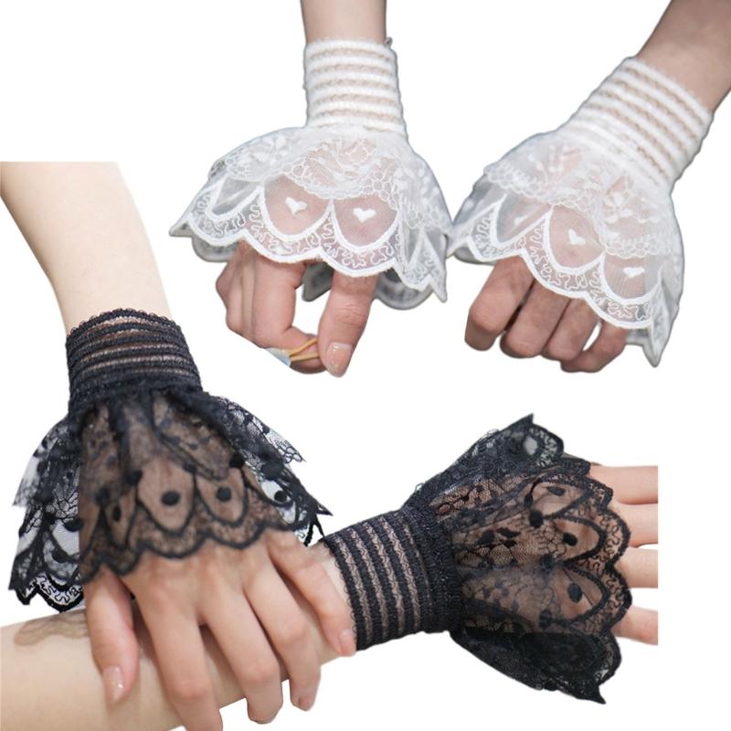 Damen Spitze Falsche Ärmel Abnehmbare Manschettenärmel Mode Handgelenkmanschetten Verlängerung