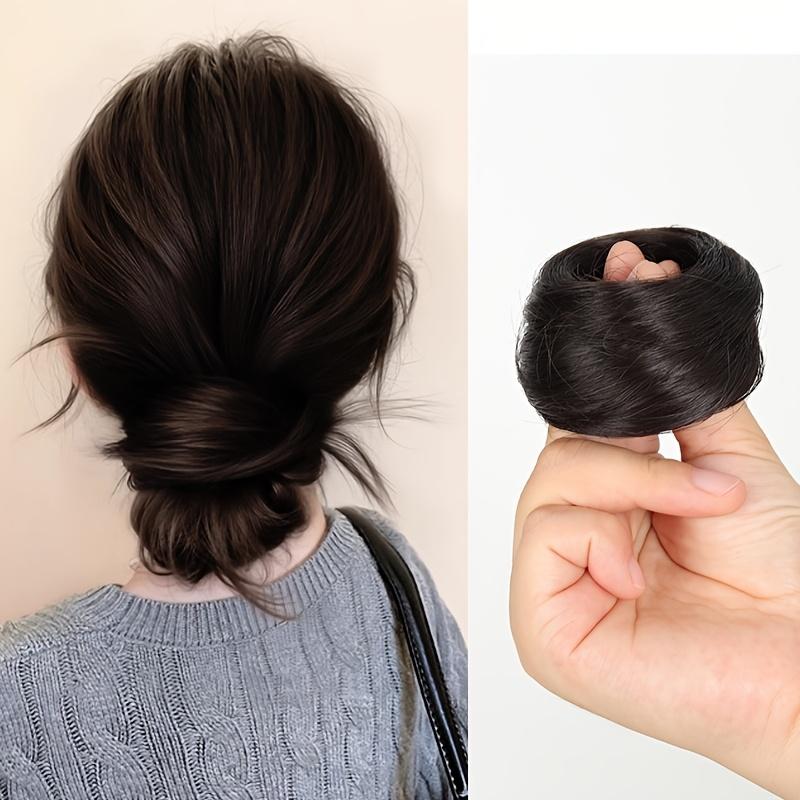 Snadno nositelná syntetická paruka na vyčesaný účes Vlasy Elegantní rovný drdol Vlasy s gumičkou Tepelně odolné vlákno Vlasové příčesky