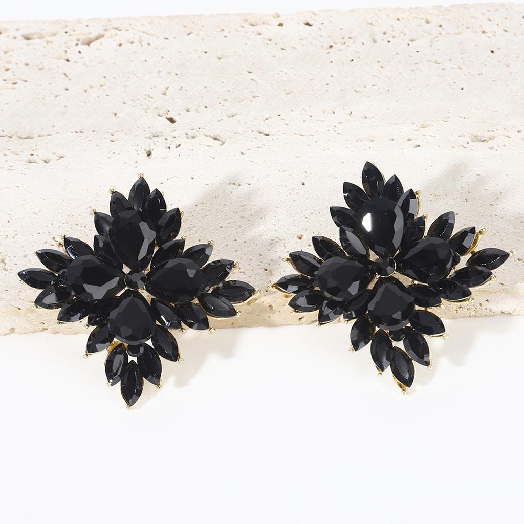 Geometric Crystal Ear Studs For Women With Alloy Material And Exquisite Electroplating