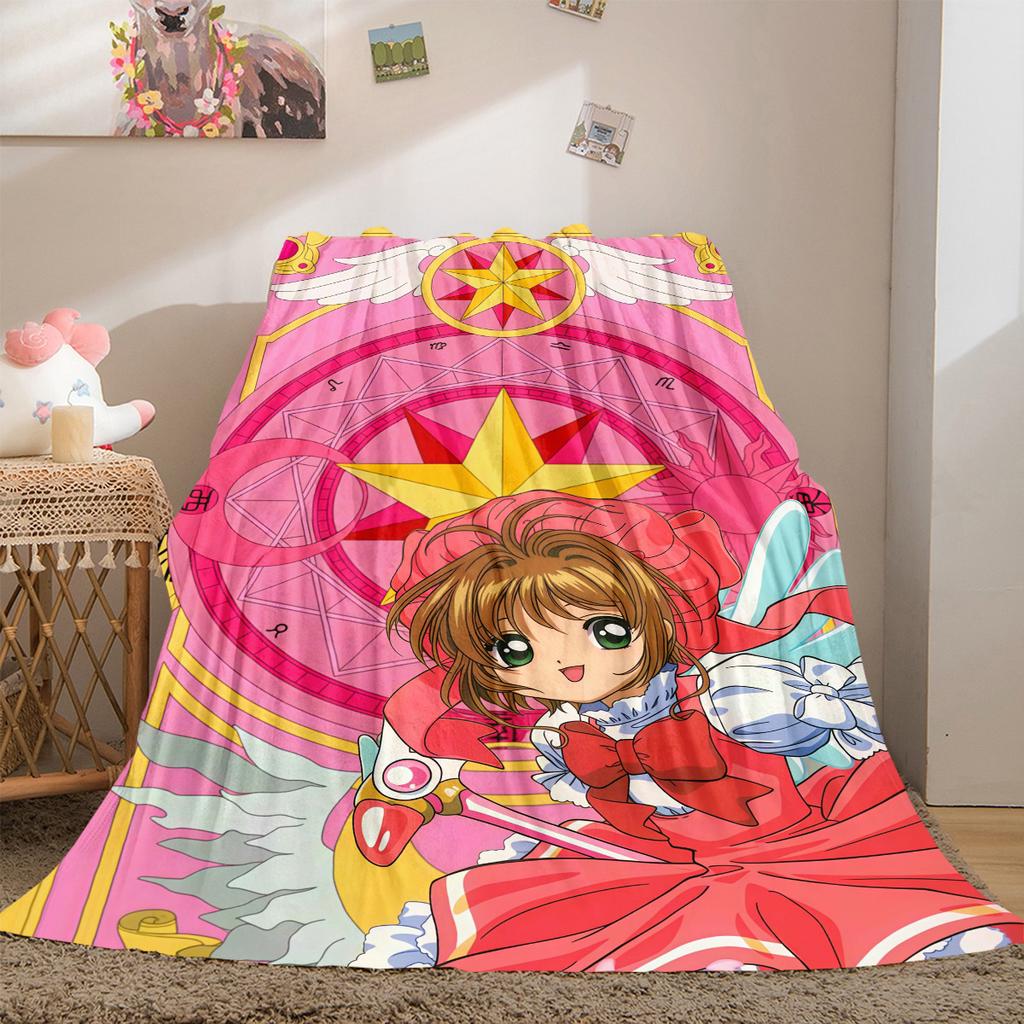 Anime Cardcaptor Sakura Print Blanket Warm Comfortable Flannel Cover For Bedrooms, Sofas, Beds, Chairs LXRa19