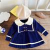 Jaydyequ Casual Perfect for Shrine and Navy Size 110cm Girls' Spring/Autumn/Winter Dress, Knitwear, Sailor-Style Dress, Weddings, Visits, Recitals,