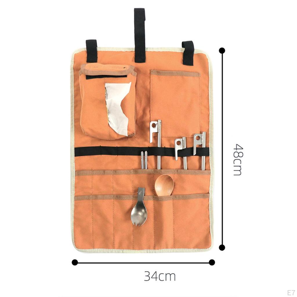 Camping Tableware Bag, Picnic Organizer Cutlery Flatware Organizers Hanging Storage
