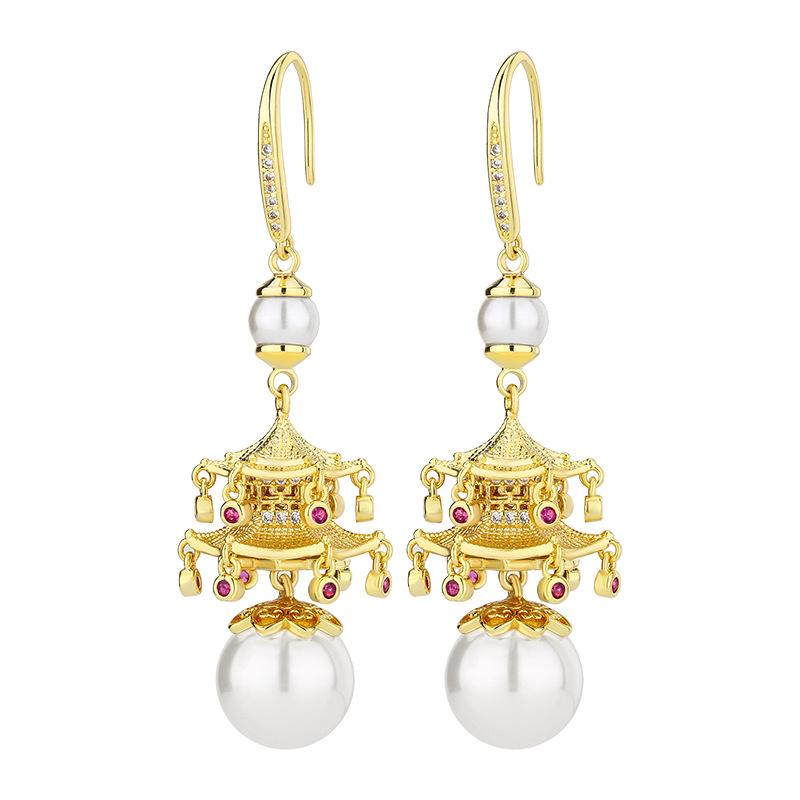New Necklace Earring Accessories Versatile Ethnic Style Collarbone Chain Retro Pendant Chinese Bead Niche Female