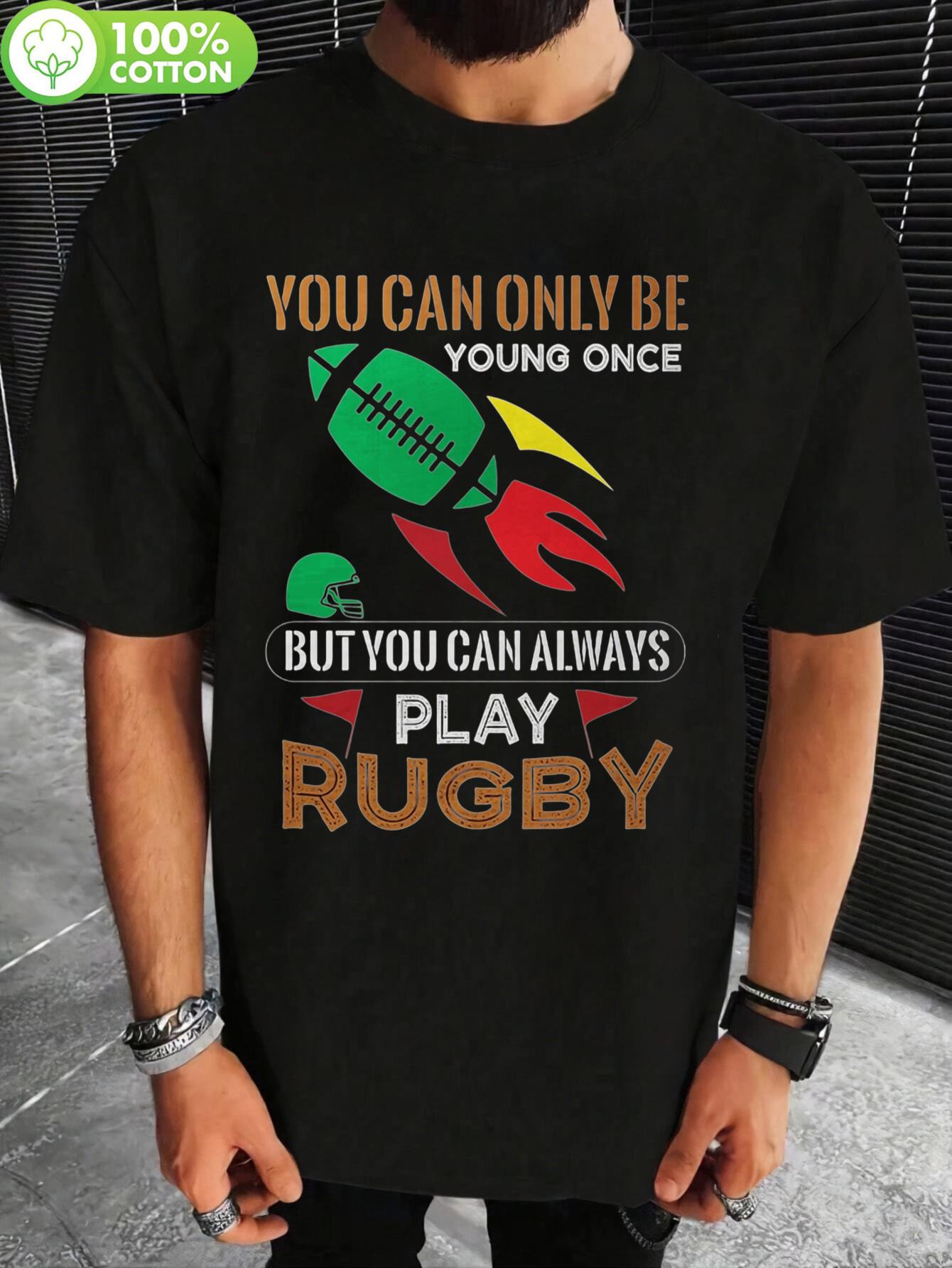 Motivational Rugby Graphic Tshirt - 180g 100% Cotton Crew... XXL