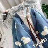 Women Knitted Cardigan Cute Sheep Sweater Cardigan Spring Autumn Casual Loose Outwear