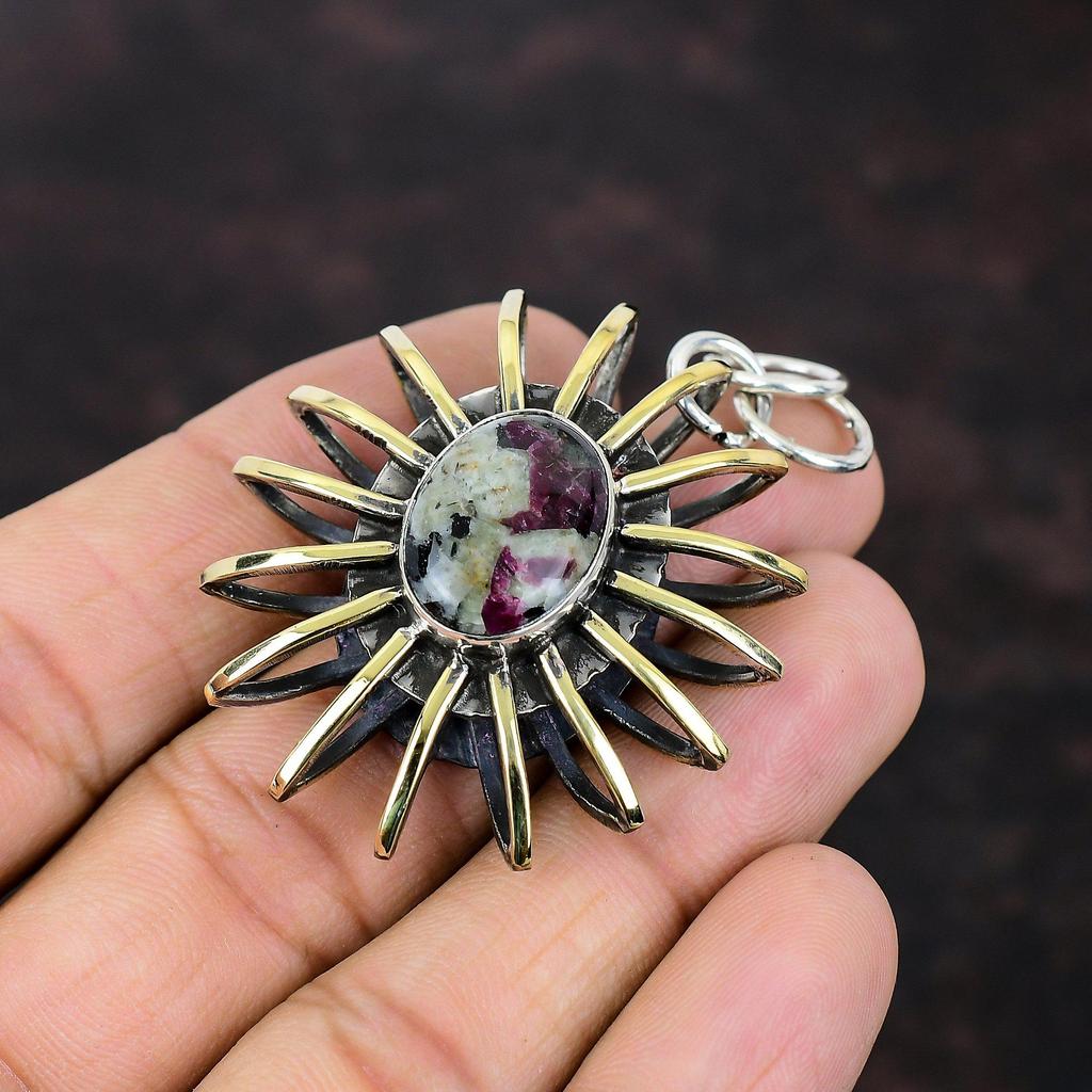Eudialyte Pendant Gemstone Handmade Jewelry 925 Sterling Silver Pendant 18K Gold Plated Pendant Cage Jewelry Amazing Pendant Gift For Mother