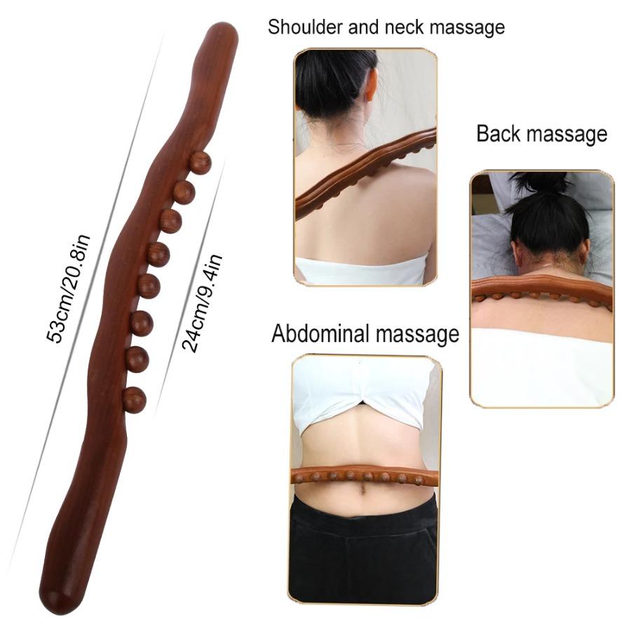 Wooden GuaSha Stick Beech Wood Therapy Back Shoulder Neck Waist Massage Tool Fat Burner Meridian Cellulite Scraper Body Slimming