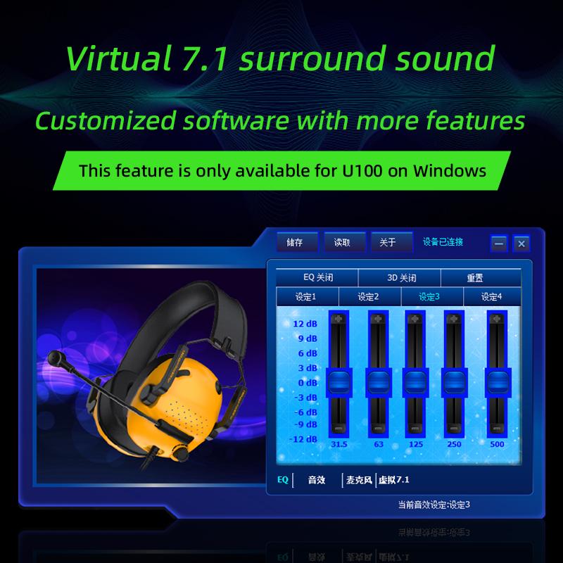 USB Jack 7.1 Virtual Channel Wired Headphones Headworn Game Earbuds With Microphone ENC Noise Cancelling Gaming Headset