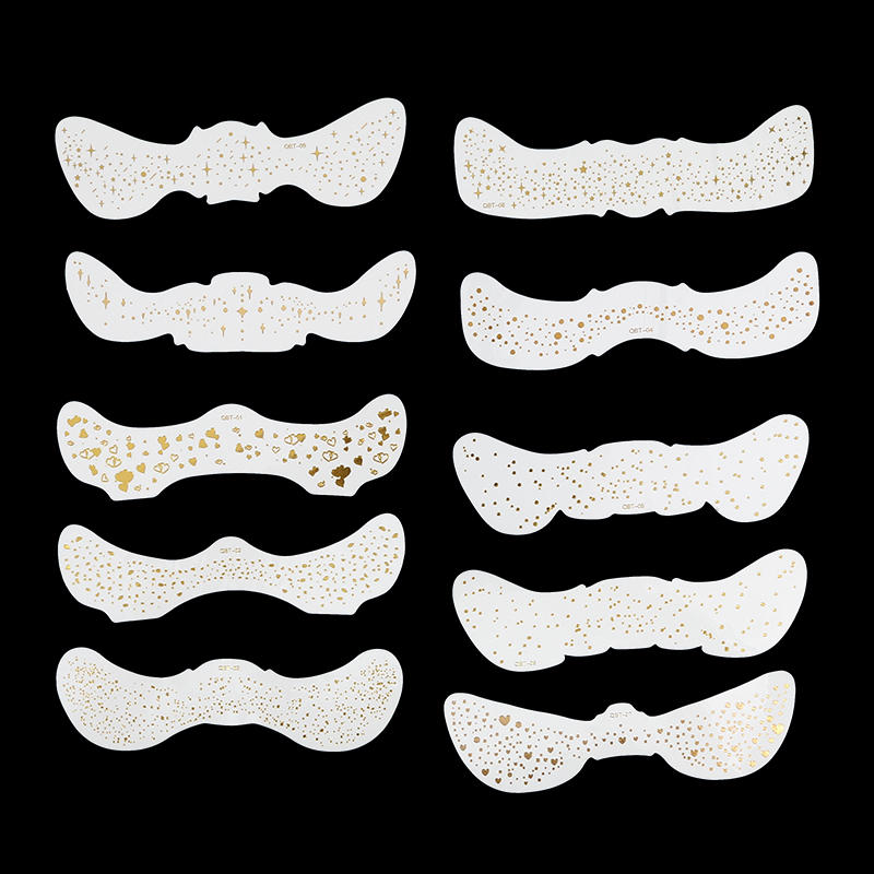 10pcs Hot Stamping Freckles Makeup Patches Metallic Golden Silver Fake Temporary Tattoo Stickers For Women Face