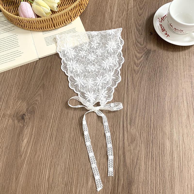 Summer new lace premium silk scarf super fairy flower triangle scarf scarf women's scarf headscarf headband hair band hair tie