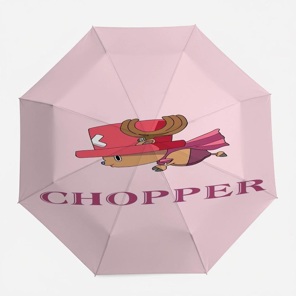One Piece Tony Tony Chopper Cute Pink Hat Anime Style Pink Background Automatic Folding Umbrella Windproof Waterproof UV Protect (as the picture,Iron&8K)