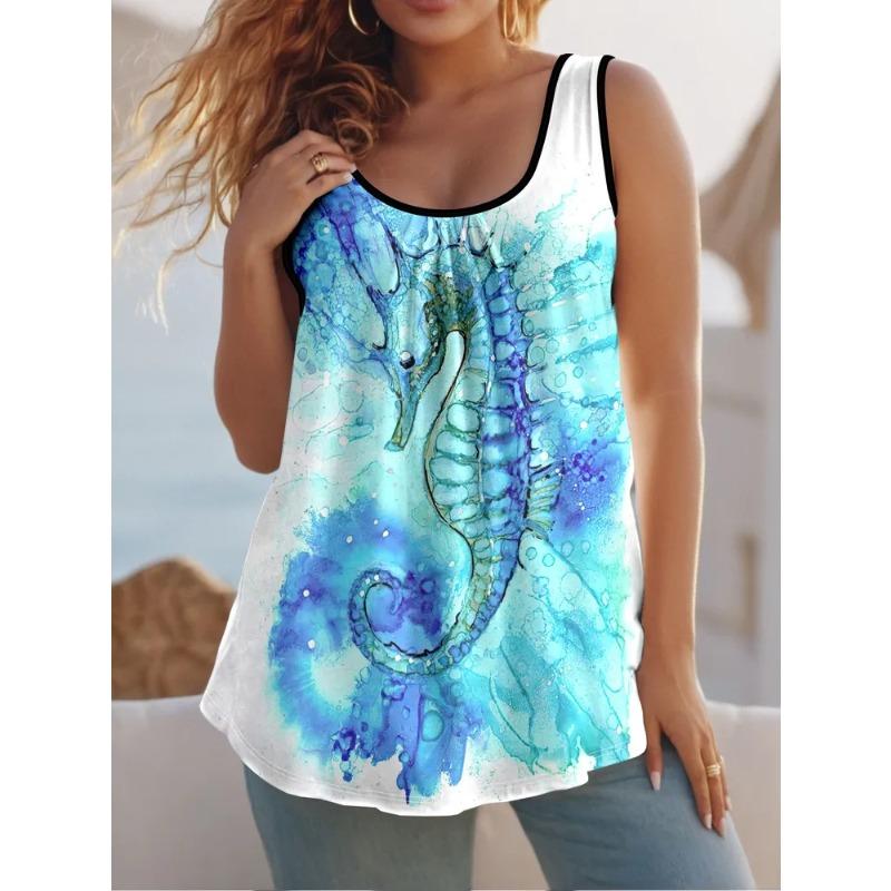 Summer Creative Animal Series Color Printed Women's Sleeveless Vest Casual Loose Comfortable Vest