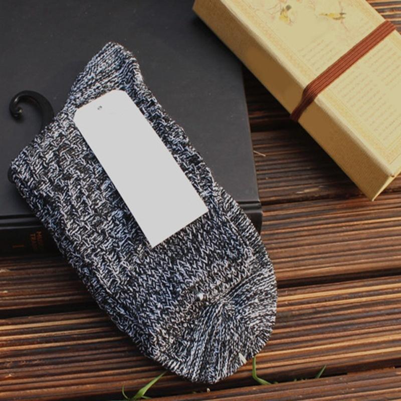 New 5 Pairs Unisex Winter Warm Vintage Men Knit Crochet Cotton Soft Thick Socks Thermal Crew Cashmere (R