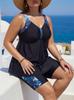 Plus Size Blue and White Floral Two-Piece Tankini Swim Skirt