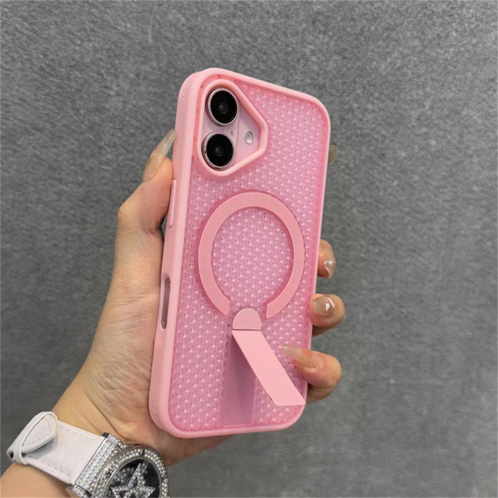Heat Dissipation For Magsafe Magnetic Bracket Case For iPhone 17 Air 16 E 15 14 Plus 13 12 Pro Max 11 XR Breathable Stand Cover
