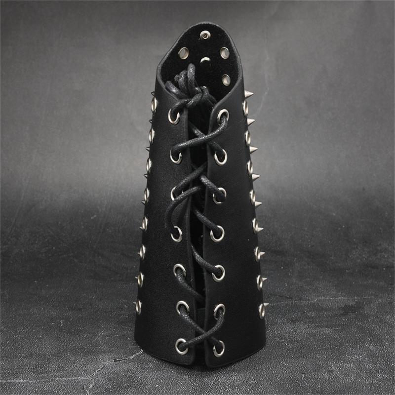 Multiuse Punk Arm Cuff PU Leather Arm Bracers With Secure Laceup Design For Music Festival Masquerades Party Photography