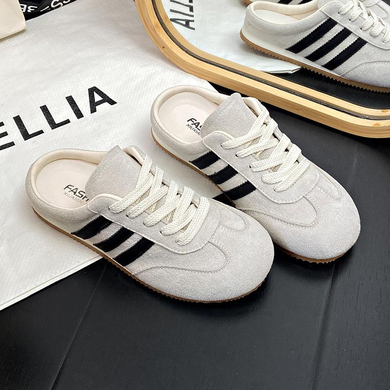 Baotou Half Slippers Women's Summer Wear 2025 New Yellow German Training Shoes Women's Heel-less One-pedal Lazy Forrest Gump Shoes