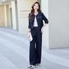 Early spring denim suit women's new spring and autumn fashion casual color matching design two-piece set