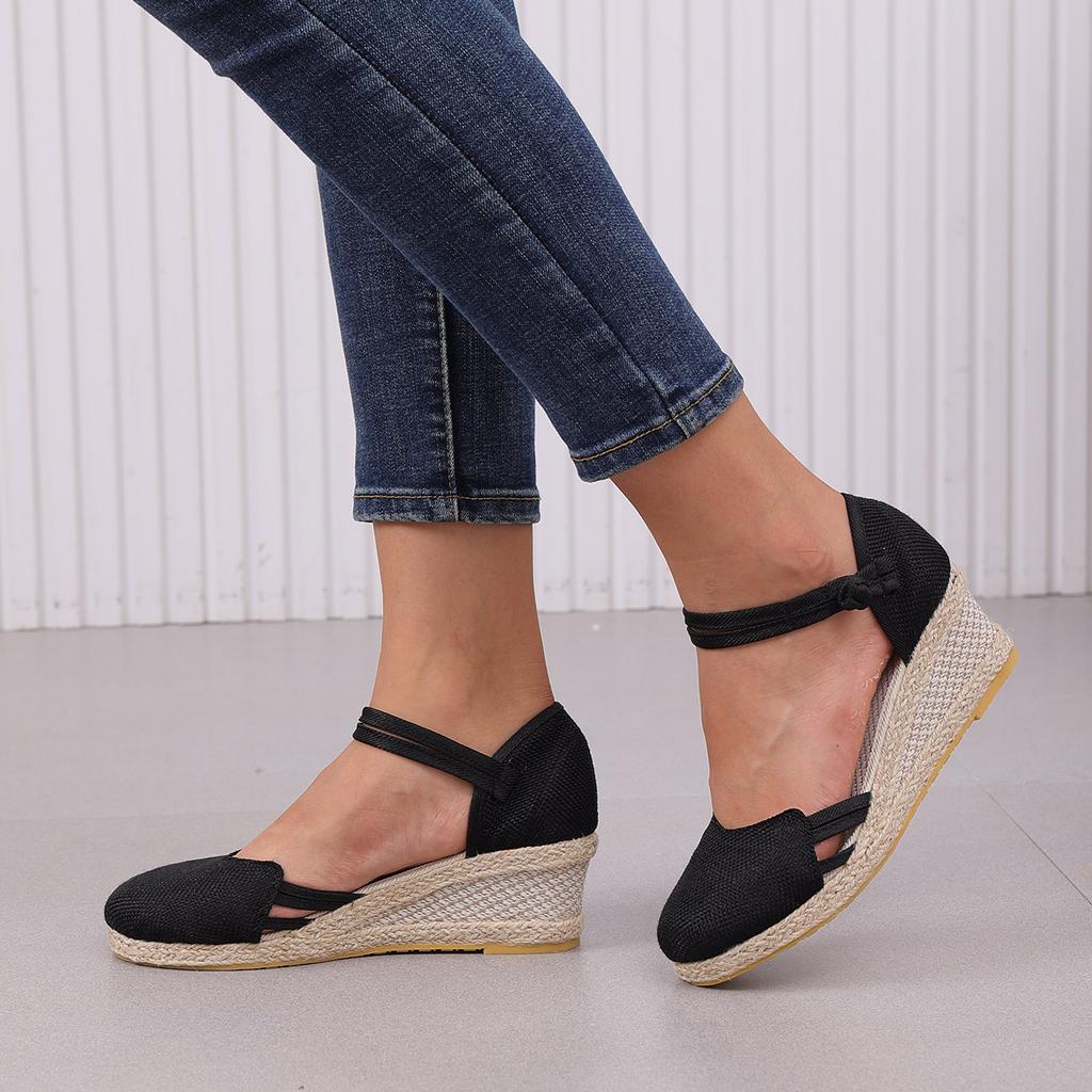 Summer New Women'S Sandals Breathable And Lightweight Solid Color Linen Pointed Toe Slip Sandal Outdoor Wear Sandalias Mujer