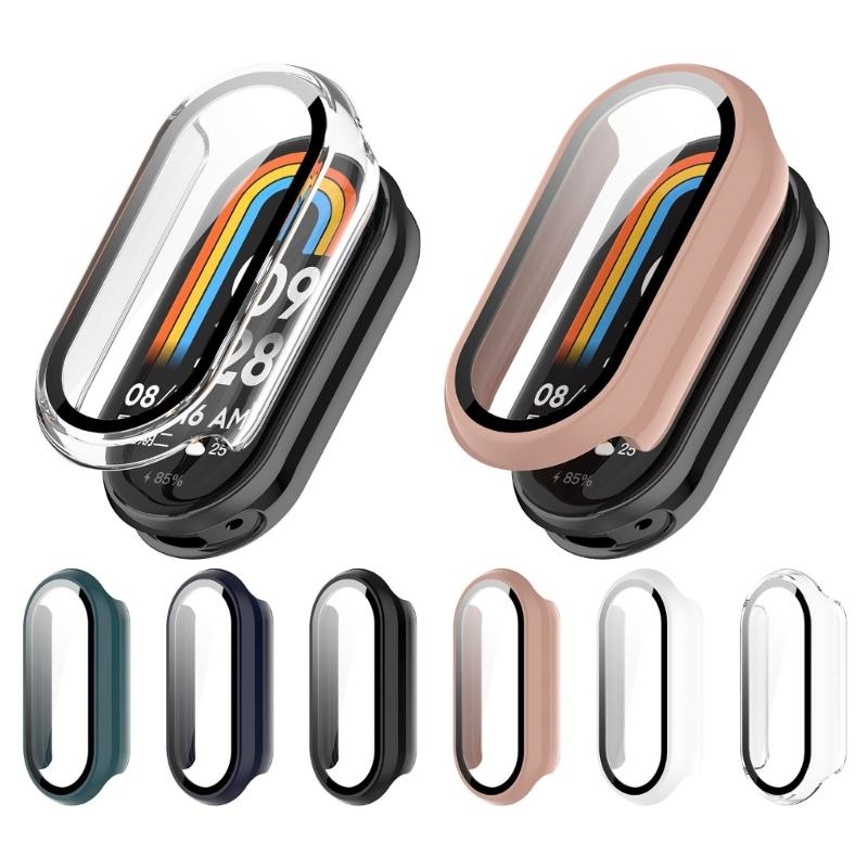 Watch Screen Protector PC Case with Tempered Glass Film for Band 9 Scratchproof Case Protective Cover