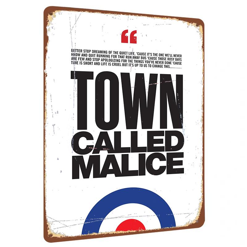 

Town Called Malice Lyric Art Metal Sign Retro Music Quote Decor for Home Bar Wall 20x30cm（7.8x11.8inch）