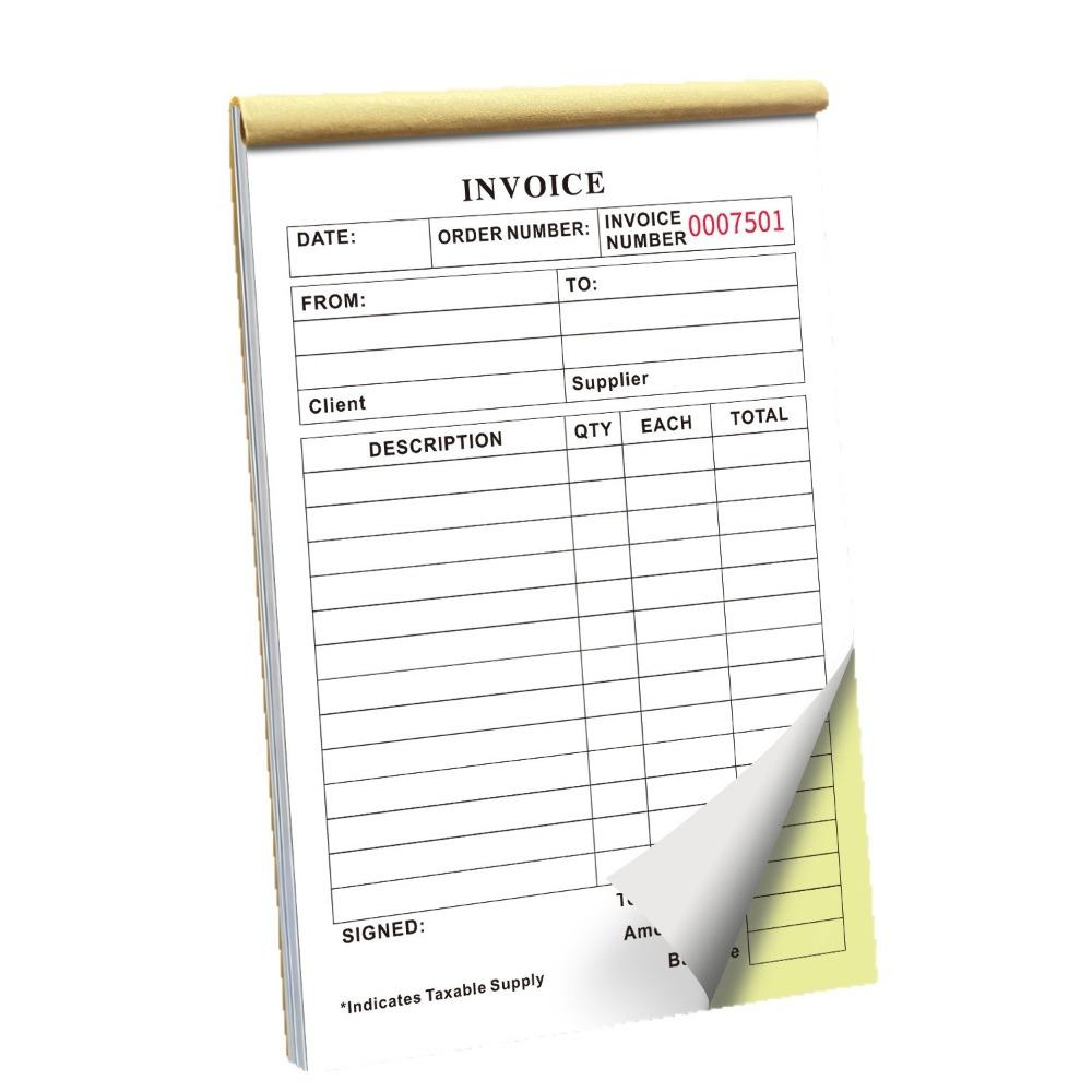Signature Line Duplicate Invoice Book 2-Part Forms Commercial Invoice Pad  Office Records