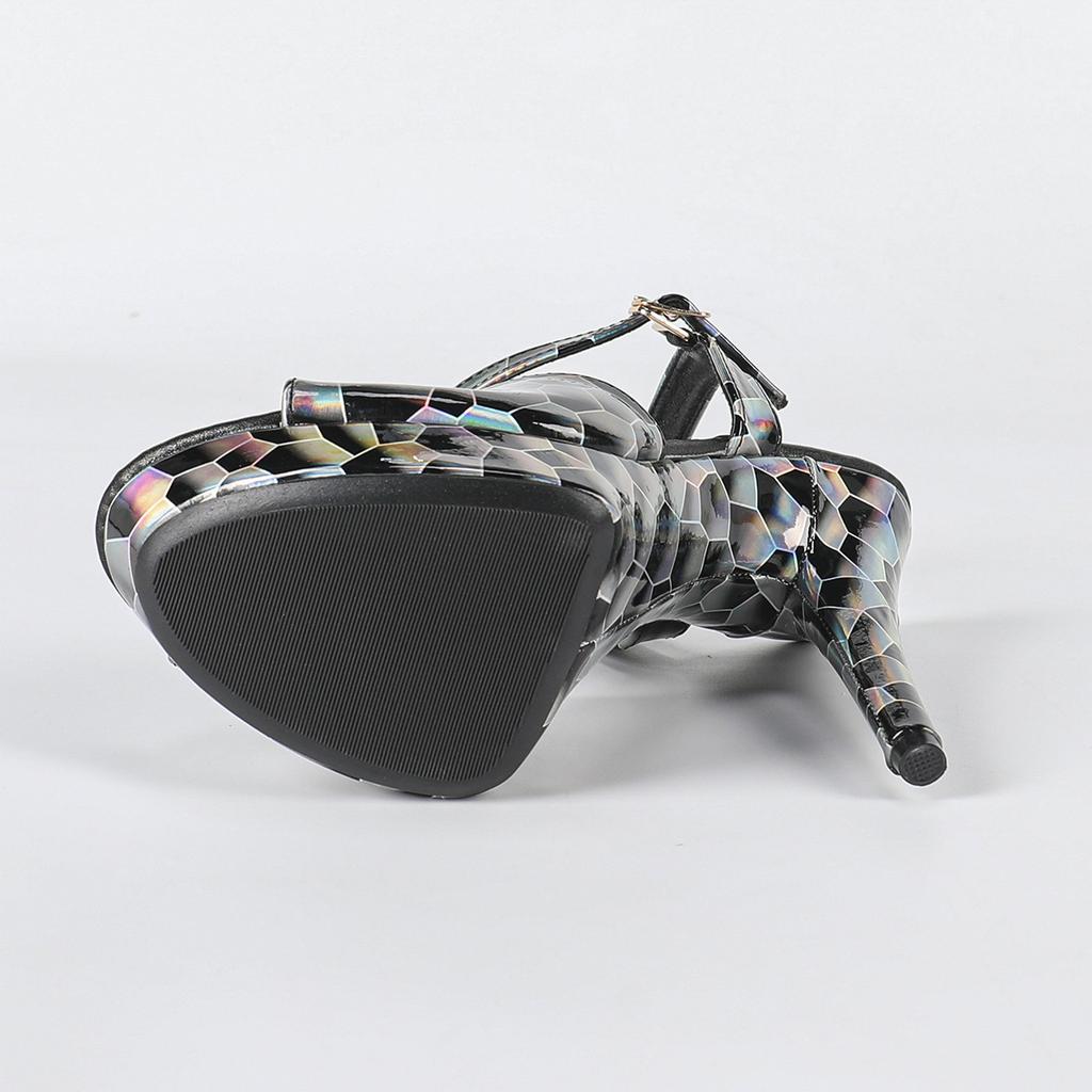 High-heeled Sandals Women's  Summer Thin-heeled Waterproof Table Rhinestone Model Catwalk Dress Shoes 13CM LFD-1099-Q27