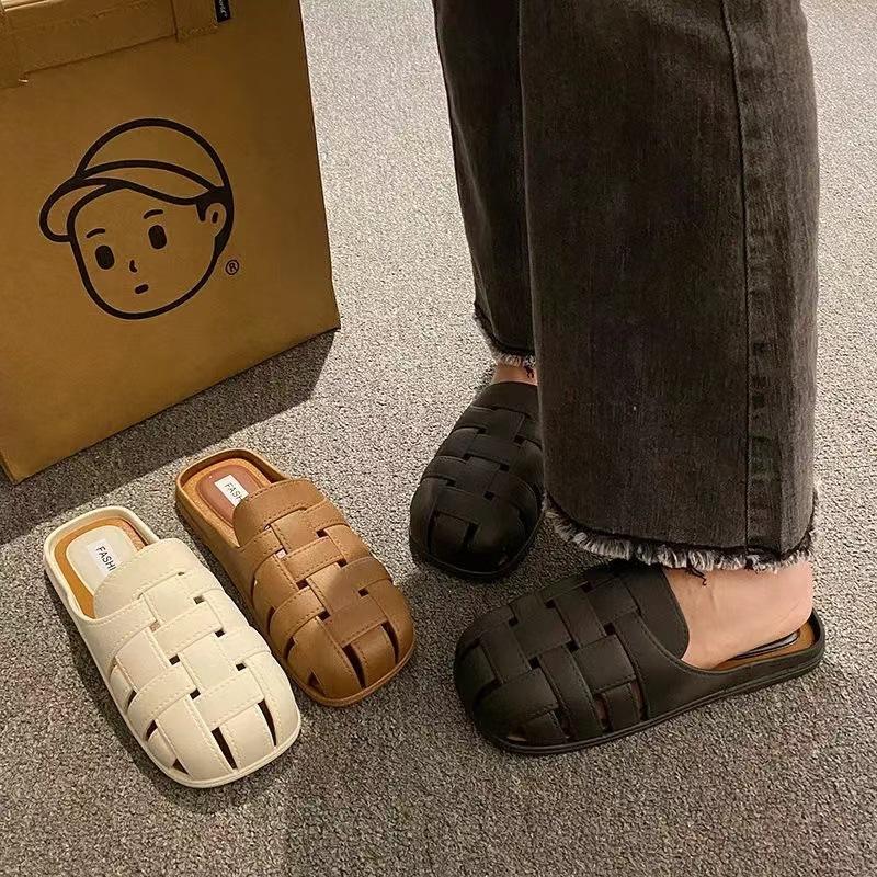 New Outer Wear One-pedal Women's Summer Slippers Bag Head Half-drag Cool Slippers Roman Style Versatile Casual Slippers Women