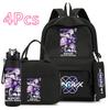 4 Stück/Set Cartoon K-Pop Bedruckte 750 ml Wasserflasche Rucksack Handtasche Federmäppchen für Teenager Junge Mädchen Schultasche Große Kapazität Buchrucksack Mochila