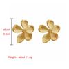 Gold Color Matte Texture Metal Flower Earrings for Women Girls Exaggerated Fashion Party Zircon Gifts