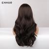 Czarny brązowy żaroodporny syntetyczny falisty typ włosów peruki dla kobiet długa peruka do ciała z falami wodnymi z grzywką Cosplay codzienne włosy
