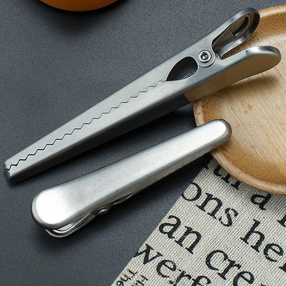 

10 Pcs Stainless Steel Alligator Clip Food Bag Sealing Clamp Reusable Spring Kitchen Storage Bag Clip Snack Potato Chips Bag срібний