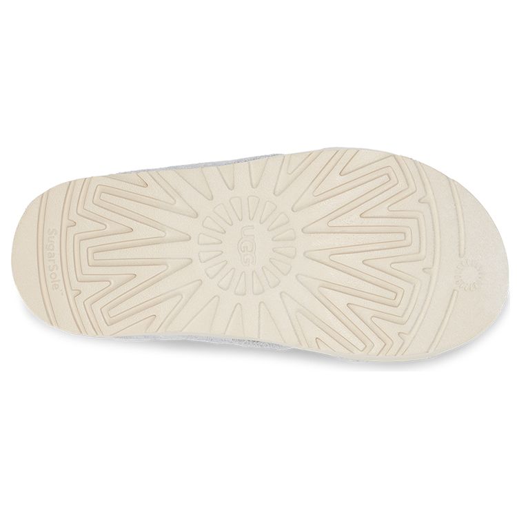 UGG Women's Fuzz Sugar Terry Cross Slide Sandals Metallic Grey 1126385-MGR