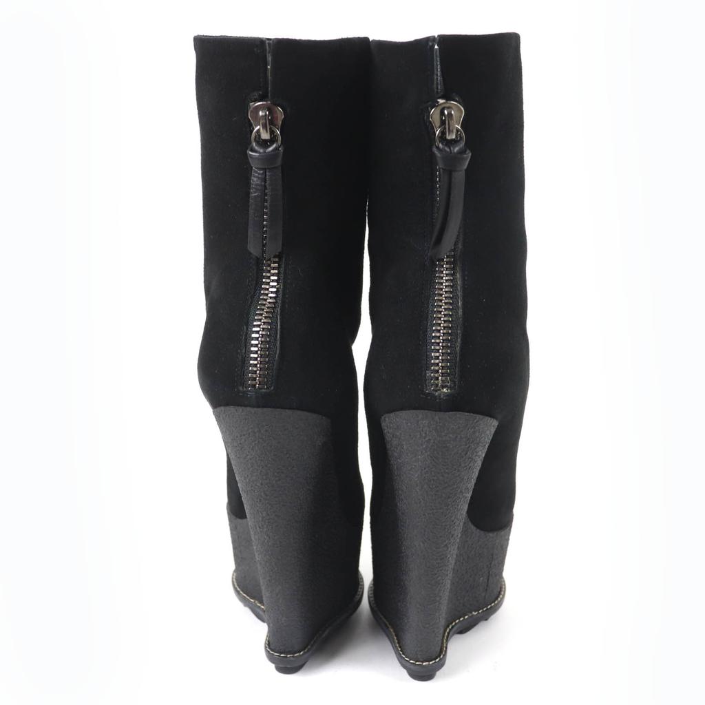 Excellent GIUSEPPE ZANOTTI Ankle boots Wedge sole black Suede leather Women 35 Used