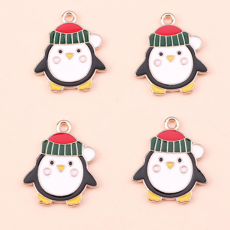 10pcs Enamel Christmas Tree Snowman Pendants Charms for Jewelry Making Earrings Necklace DIY Bracelet Accessories Supplies