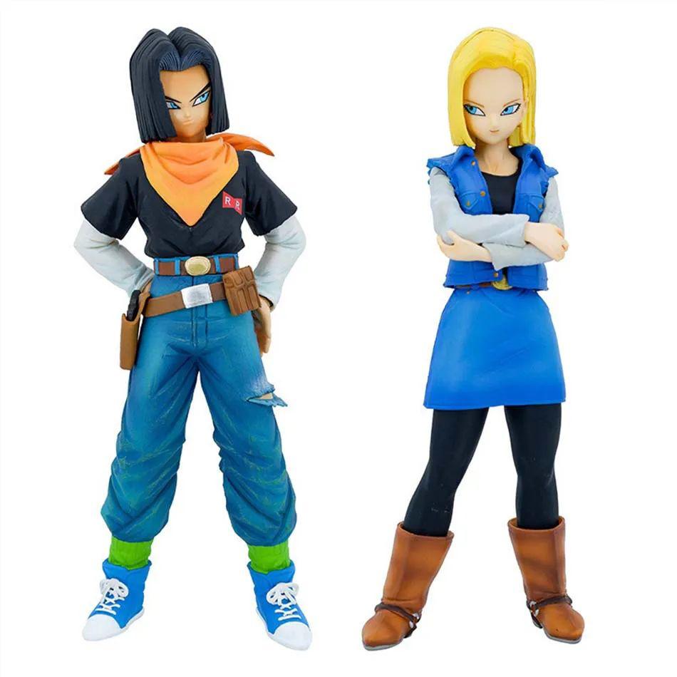 25CM Anime Dragon Ball Android 17 18 Figure Android 18 PVC Action Figures Doll Collection Model Plaything for Children Christmas Presents