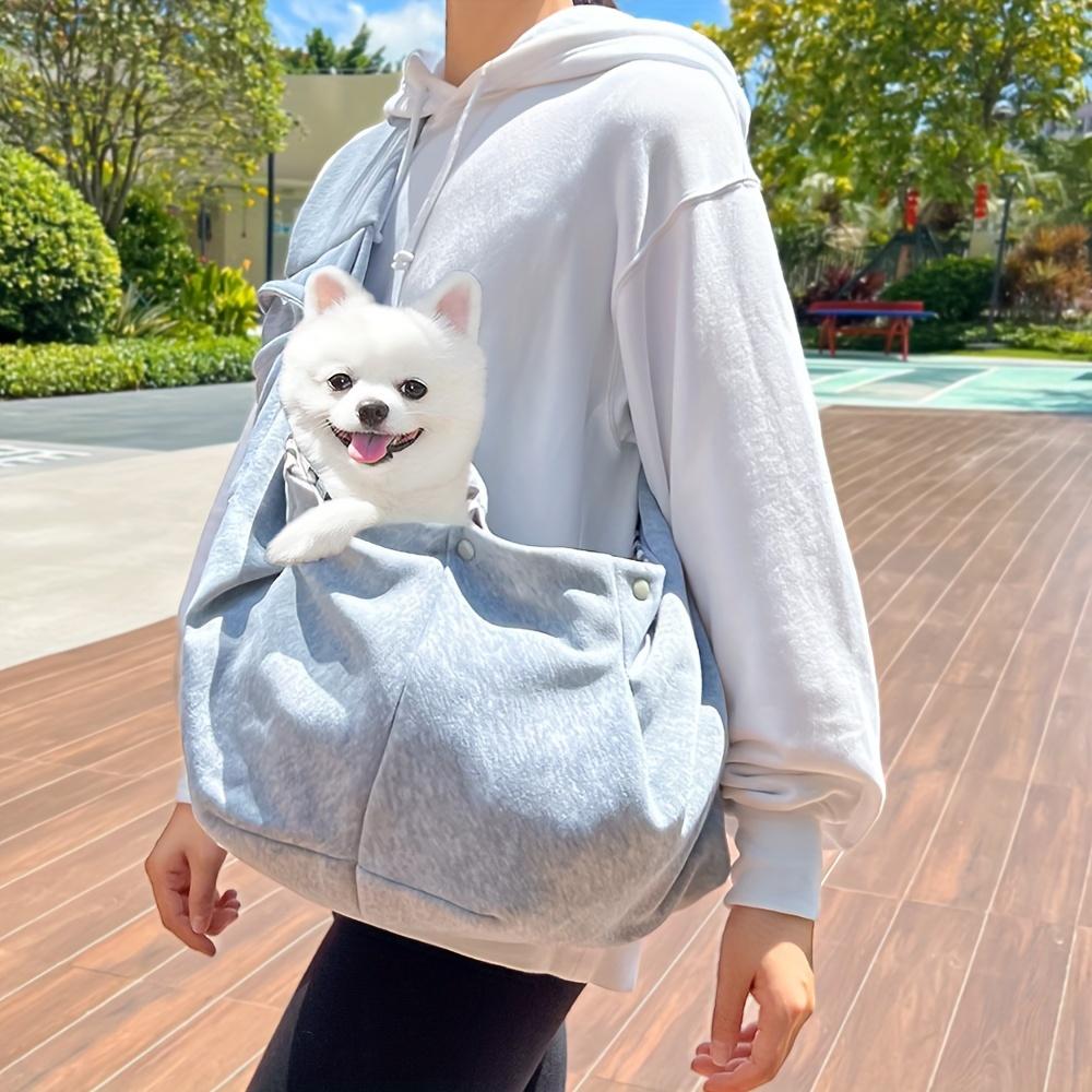 Reversible Pet Carrier Bag for Small Dogs & Cats, Breathable Soft Polyester with Wide Shoulder Strap and Pocket, Snap Closure