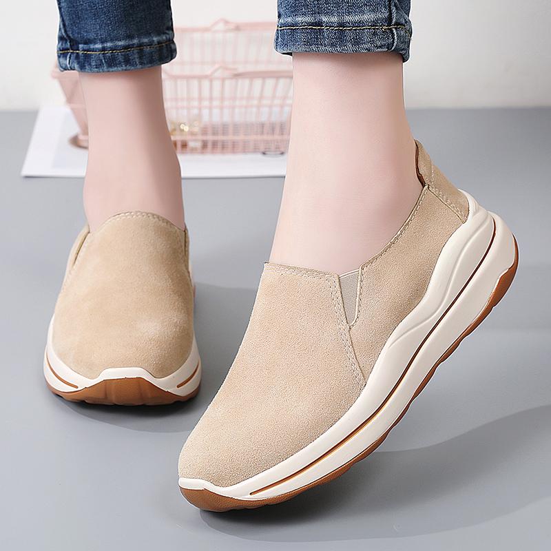 Women's Platform Loafers Moccasins Casual Slip on Thick Sole Height Increase Shake Shoes for Mother Plus Size