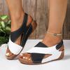 Fashion Mix Color Women Wedge Sandals Summer 2025 New Comfortable Non Slip Beach Shoes for Woman Leather Platform Roman Sandals Women