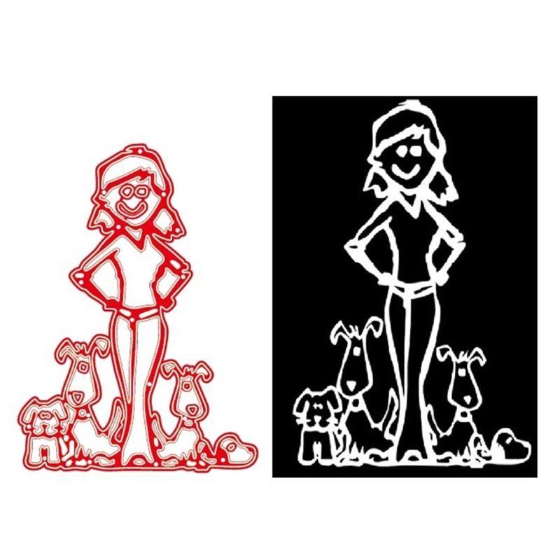 Girl Dog Metal Cutting Dies Stencils DIY Scrapbooking Album Paper Card Template Mold Embossing Craft Decoration