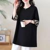 Pure Cotton New Chinese Style Mid-length Retro Embroidered Short-sleeved Loose Versatile Casual Top