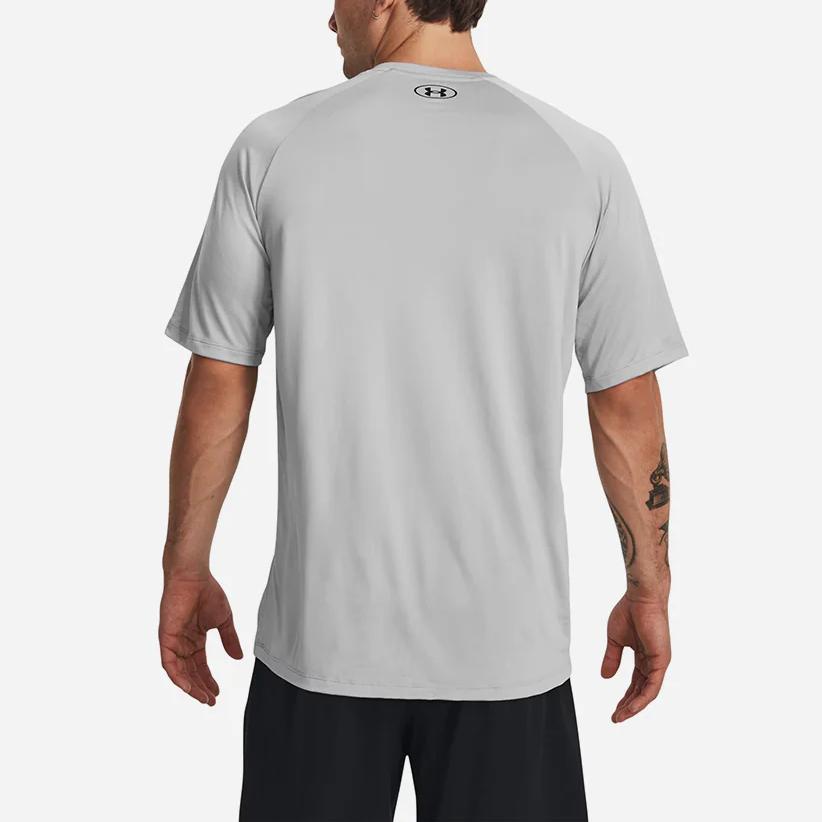 Under Armour Logo Print Crew Neck Short Sleeve T-Shirt Men Tops Cool-Gray 1380785-011