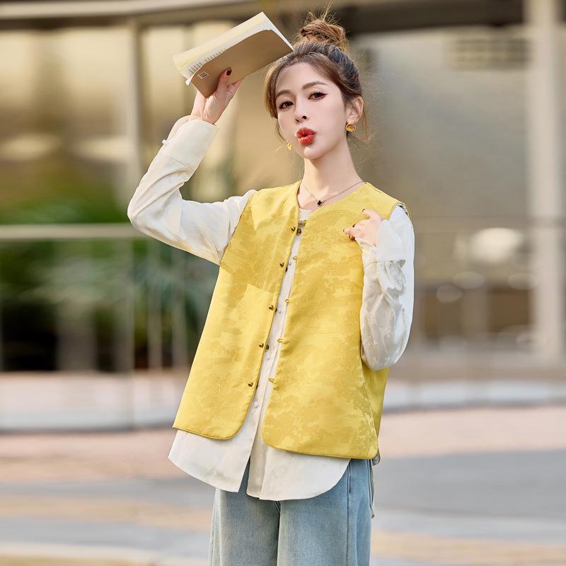 2025 Spring Embroidered Reversible Jacket Vest - New Chinese National Style, High-End Outerwear (WW2507)