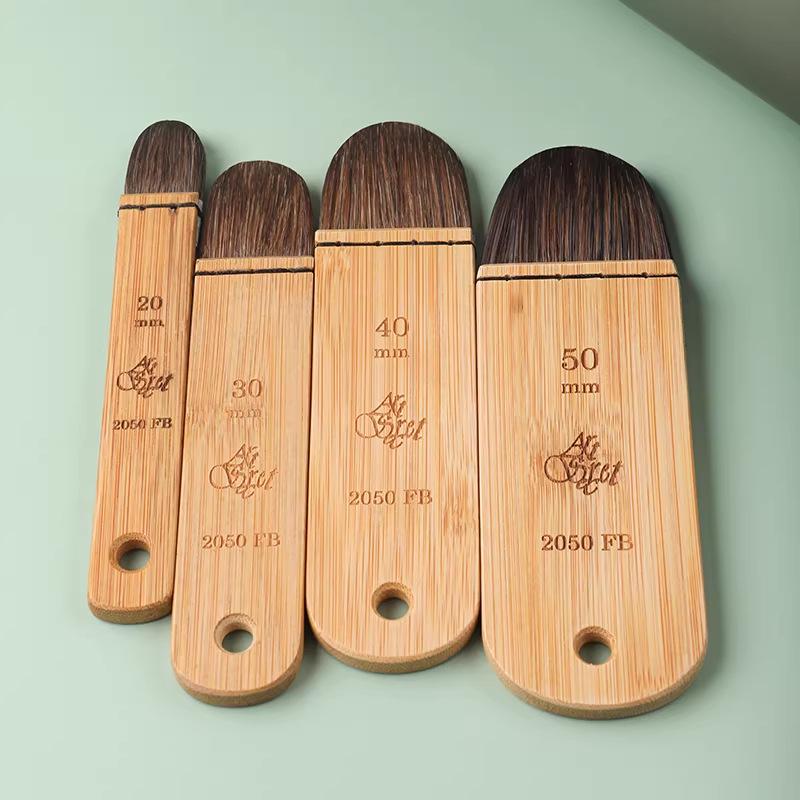 Artsecret Flat Brush with Grey Squirrel Hair Blend & Carbonized Bamboo Handle for Watercolor, Gouache, Oil, & Acrylic Painting