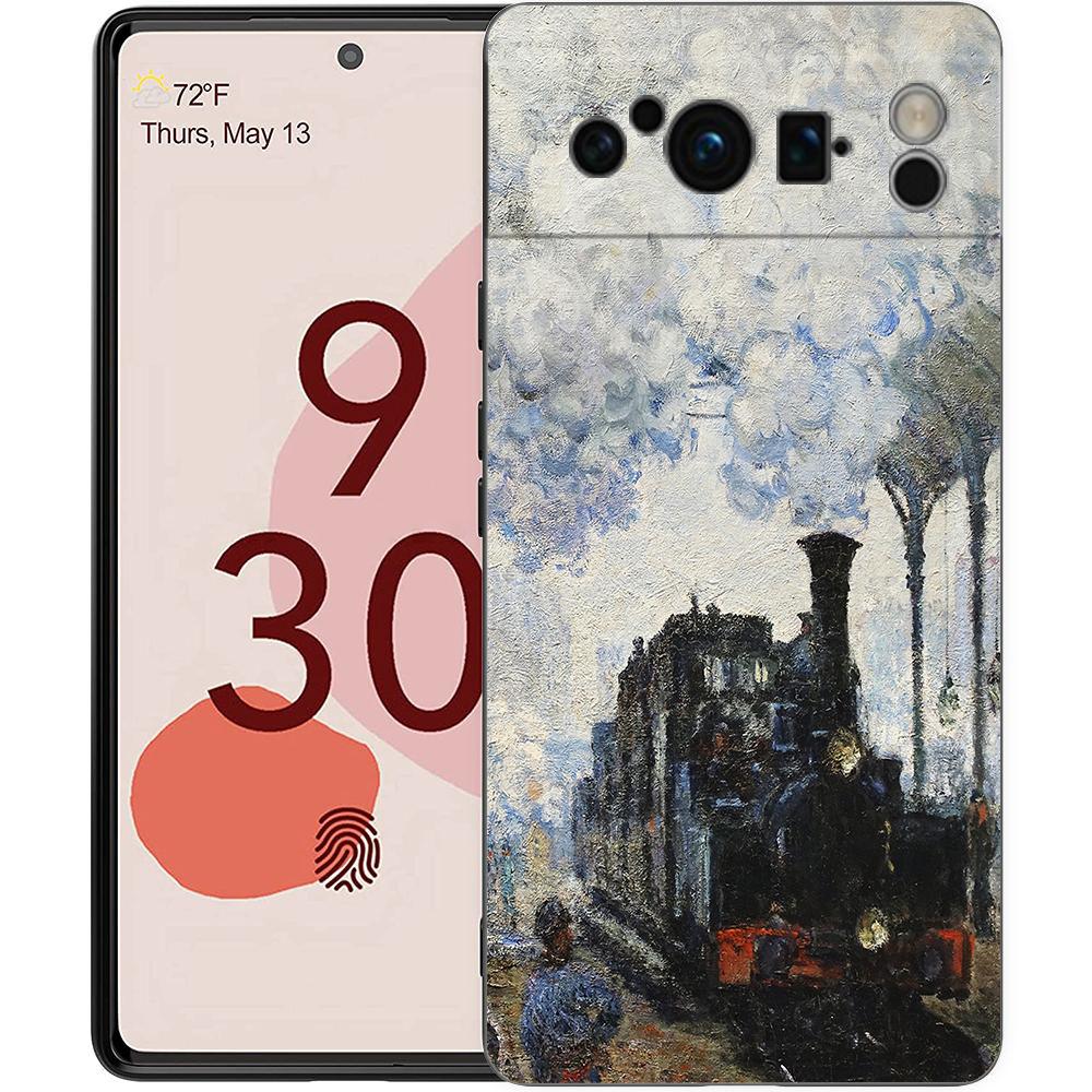 Claude Monet Impressionism Painter For Google Pixel 8 7 6 Pro 6A 5G Black Phone Case Soft Shockproof Back Cover TPU Shell Coque